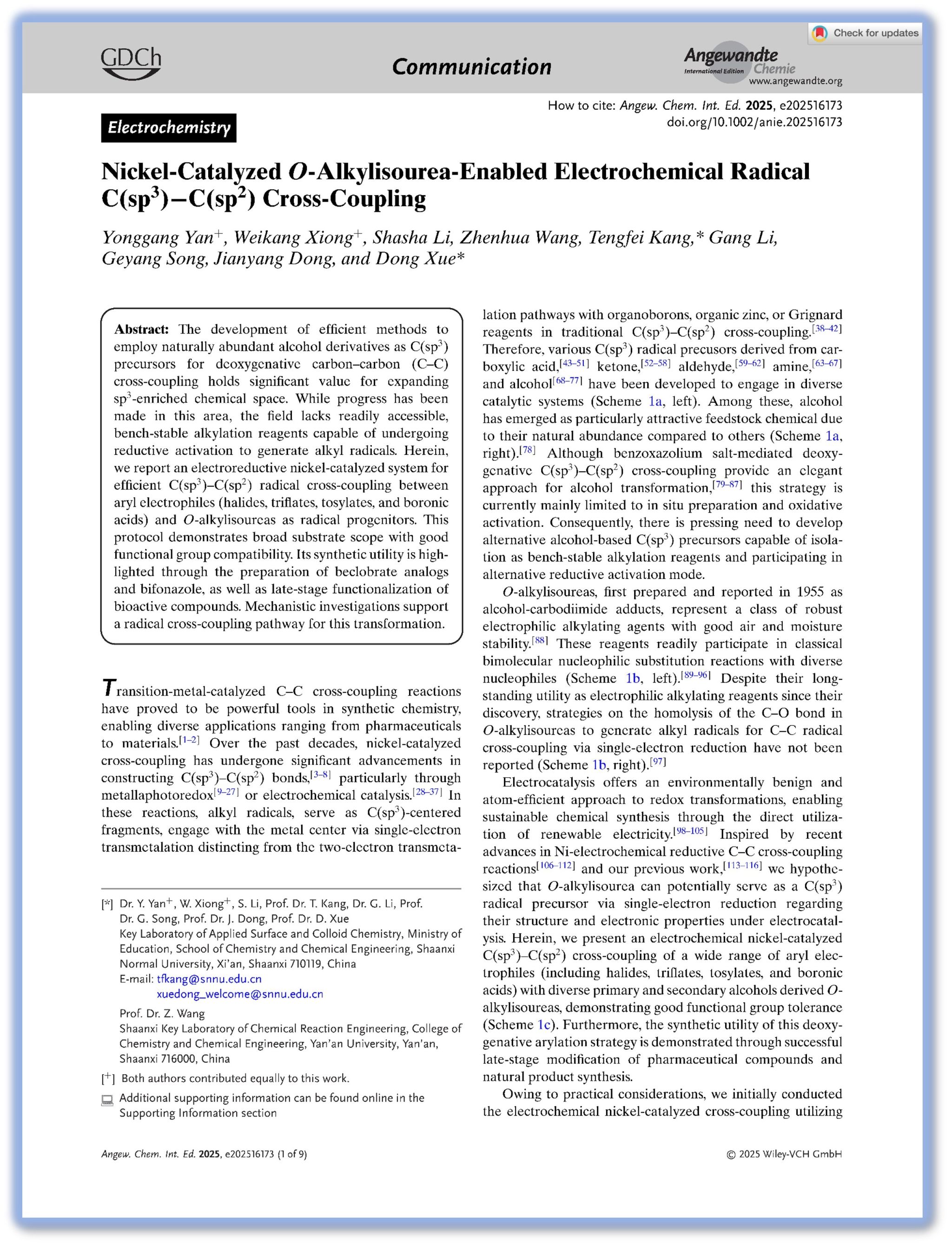 Nickel-Catalyzed O-Alkylisourea-Enabled Electrochemical Radical C(sp3)−C(sp2) Cross-Coupling
